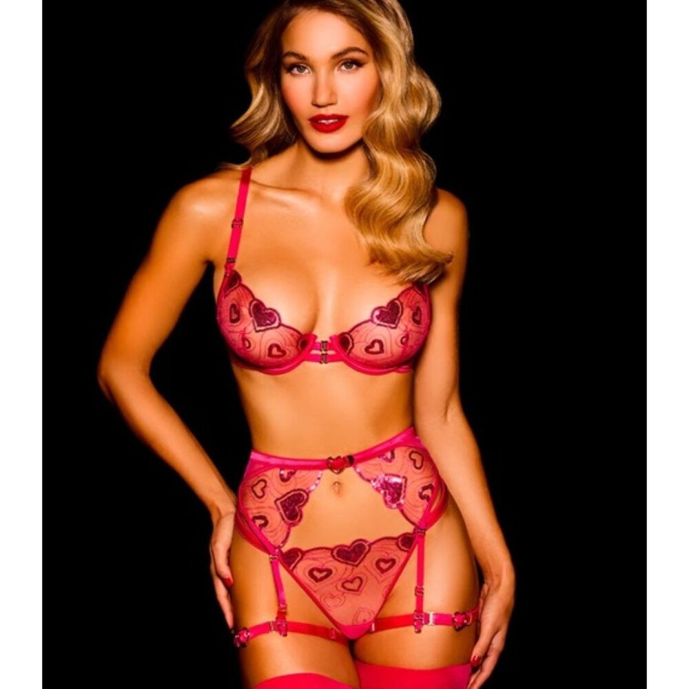 SOLD💗Honey Birdette Valentine's Day Juliet Hearts Bra and Panty Set - Picture 2 of 15